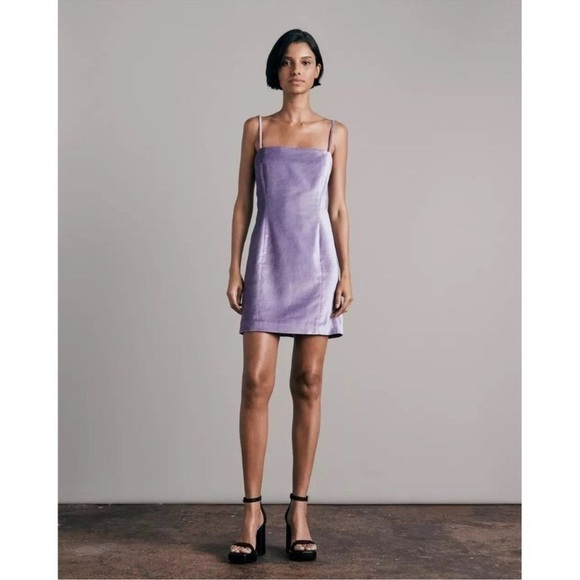 NWT Rag & Bone Juliette Velvet Violet Mini Dress Size 2 - Picture 2 of 11